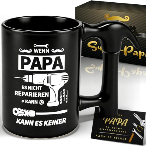 Papa Geschenk zu Weihnachten, Geschenke für Papa Tasse 450ML | Bester Papa Vatertagsgeschenk mit Hammergriff, Lustige Vater Tag Geschenk, Keramik Kaffeetasse Geburtstagsgeschenk