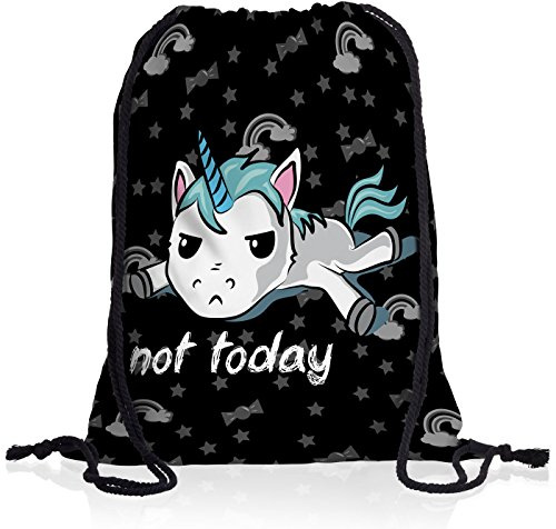 style3 Not Today Unicorn Einhorn Rucksack Tasche Turnbeutel Sport Jute Beutel, Rucksack Farbe:Motiv 1