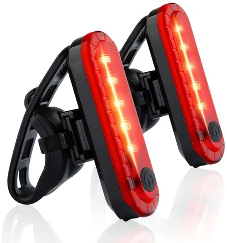 Bike Tail Light Rechargeable 2 Pack, Rear Red Bike Light for Night Riding, Back Bicycle Taillights with Great Battery Life, Easy to Install On Any Bike Trailer or Helmet