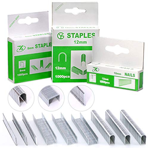 Swpeet Officemate Lot de 3 000 agrafes standard de qualité supérieure 3 tailles, y compris les agrafes de type T, U et de type porte, parfaites pour la plupart des pistolets agrafeuses standard