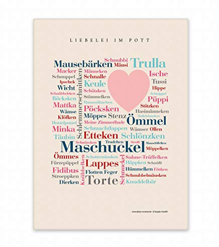 Leinwand Ruhrpott Kosewörter, Tagcloud mit Kosenamen aus dem Ruhrgebiet als Souvenir oder Geschenkidee für Ruhrpott-Fans - Keilrahmen 50x70 cm