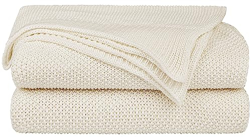 PiccoCasa Tagesdecke Baumwolle Strickdecke Sommerdecke pflegeleicht gesund als Sofadecke Sofaüberwurf für Fernsehen oder Lesen usw. Beige 180x200cm