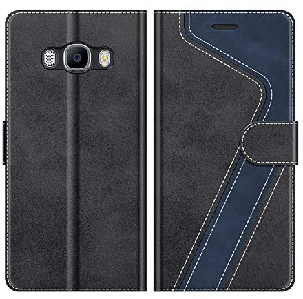 MOBESV Funda para Samsung Galaxy J7 2016, Funda Libro Magnético Carcasa para Samsung Galaxy J7 2016 Funda con Tapa, Elegante Negro