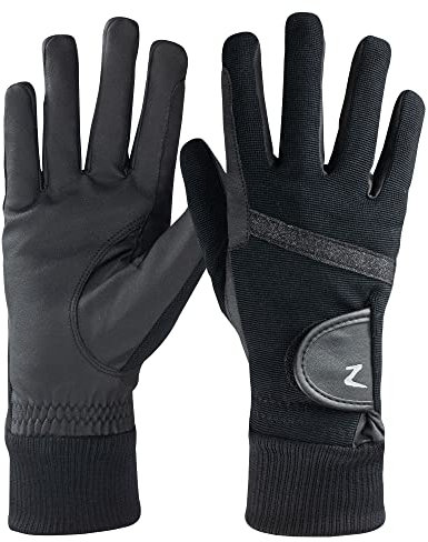 HORZE Damen Winterhandschuhe, Reiterhandschuhe mit Stretch und Glitzer, Schwarz, 10