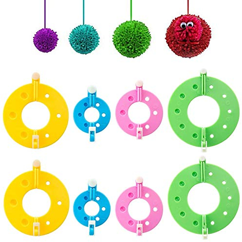 Diealles Shine Pompom Maker Fluff Kugel DIY Nadel Handwerk Toolkit, 8 Stück 4 Größen unverzichtbar Pompon Maker Plüschkugel Weaver DIY Needle Craft Tool Kit