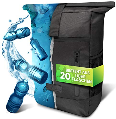 invilus ® - Rolltop backpack for men and women made from recycled plastic bottles | backpack uni | laptop backpack | women's daypack women's | backpack school | choose colour now