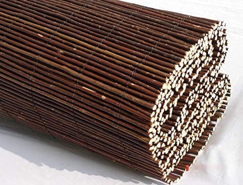 Abaseen Natural Willow Wood Garden Fence Covering, Rolled Mat, Outdoor Privacy Fence Screen (1.8m x 4m)