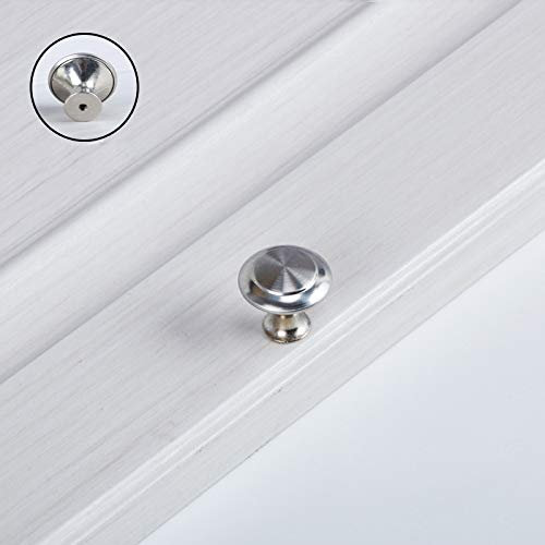 1 Pcs Silver Stainless Steel Single Hole Handle Metal Single Hole Small Handle Round Mushroom Door Pull Handle Knob with Screws for Cabinet, Cupboard, Wardrobe Diameter 23.5mm Height 21.5mm