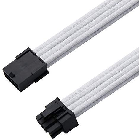 EZDIY-FAB Sleeved Cable PCIE 6+2 Pin - Cable Extension for Power Supply-White