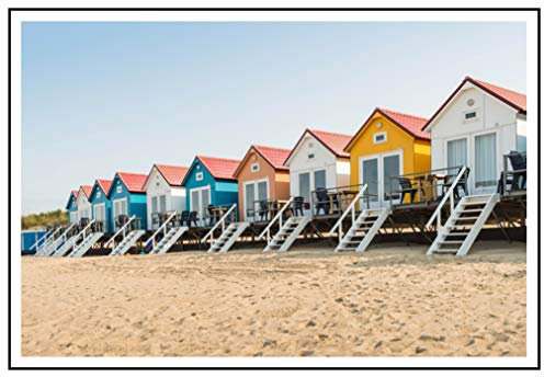 Panorama Verre Acrylique Encadrée Maison de Plage 30x21 cm - Tableau Décoration Murale Moderne pour la Maison