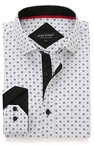 Alex Vando Mens Printed Dress Shirts Long Sleeve Regular Fit Button Down Shirt,White,XXL