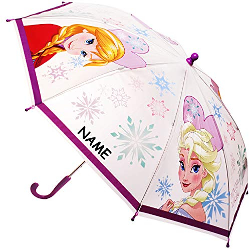 alles-meine.de GmbH Regenschirm - die Eiskönigin - Frozen - inkl. Name - Kinderschirm Ø 80 cm/lichtdurchlässig & durchscheinend - halb transparent - Kinder - groß Stockschi..