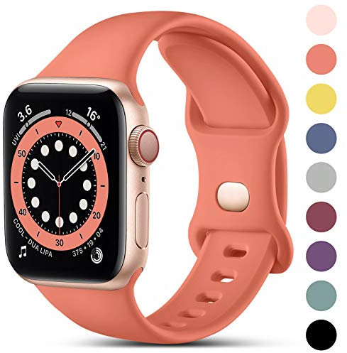 CeMiKa Kompatibel mit Apple Watch Armband 40mm 41mm 38mm 42mm, Ersatz Silikon Sport Armbänder Kompatibel mit iWatch Armband Series 10 9 8 7 6 5 4 3 2 1 SE, Damen Herren, Koralle