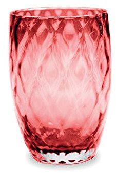 Zafferano Losanghe Tumbler Verre à eau gris fait main avec motif losanges soufflé à la bouche (rouge)