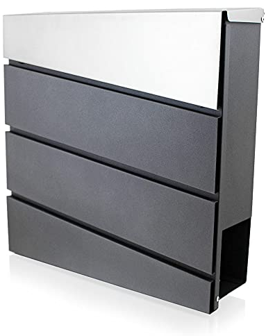 BITUXX 18064 Design Briefkasten Wandbriefkasten Anthrazit Graphit