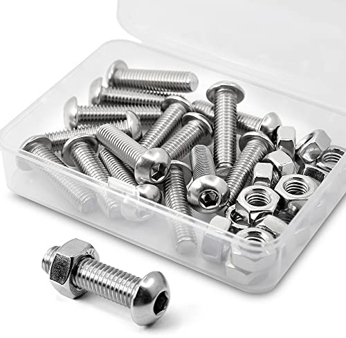 (15 insiemi) M8-1,25 x 20 mm Viti a testa tonda e dadi esagonali incassati in acciaio inox 304 18-8