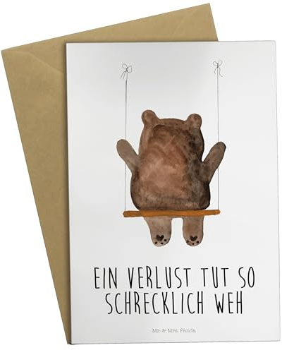 Mr. & Mrs. Panda Grußkarte Bär Schaukel - Geschenk, Hochzeitskarte, Klappkarte, Bär Verlust Trauer Trauergeschenk Traurig trösten Trost Liebeskummer