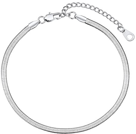 FindChic Chaine de Cheville Serpent Femme Acier Inoxydable Bracelet de Cheville Pied Chaîne 22cm-5 mm Gourmette Enfant Fille Large Argent