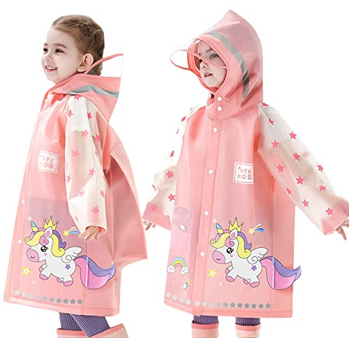 Kids Raincoats Rain Poncho Girls Boys Rain Jacket Waterproof Poncho Toddler Cartoon Rain Wear Reusable with Portable Bag S-4XL Size