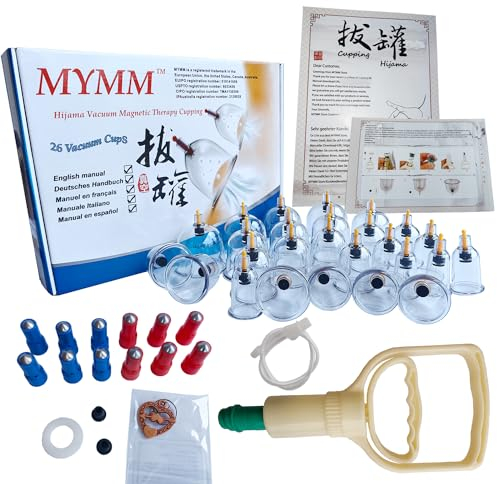 26 coppettazione Set Biomagnetico Tradizionale Professionale Cinese Terapia Massaggio Coppette Set Famiglia Pull Out Kit Coppettazione Sottovuoto/Massaggio Cinese Hijama Aspirazione (26)