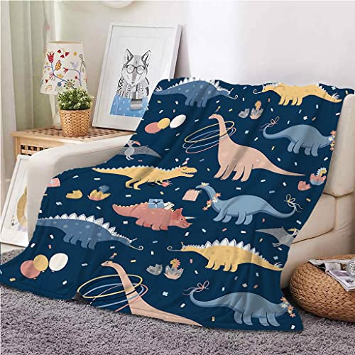 SJSXWQN Kuscheldecke Blauer Dinosaurier Kuscheldecke Flauschig für Couch und Bett Weich Warme Mikrofaser Wohndecke Fleecedecke als Tagesdecke Sofadecke Couchdecke - 150x200 cm