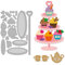 GLOBLELAND Party Cake Cutting Dies Metal Birthday Cake Stand Die Cuts Cutting Die Template for Paper Card Making Decoration DIY Scrapbooking Album Craft Decor