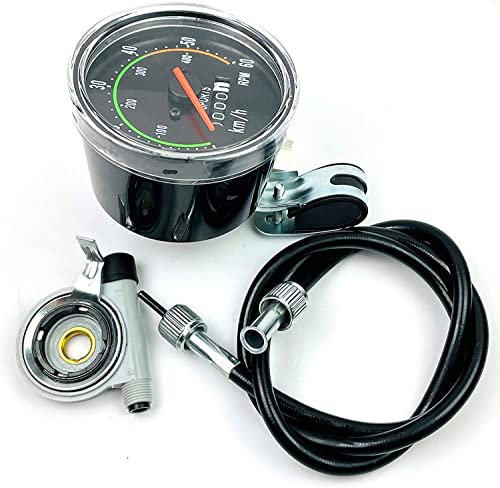 Manuel Analog Tachometer mit Tachowelle 60km/h Fahrradcomputer Tacho Kilometerzähler Fahrrad