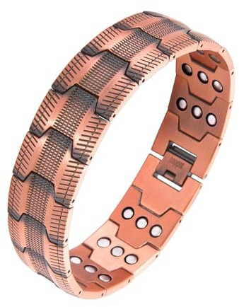 Copper Magnetic Bracelet for Men,Adjustable Link Wristband,3 Row Magnets | copper bracelet for men; 99.9% pure copper bracelet; 3X Strength Magnets Wristband;Adjustable Copper Magnetic Jewelry Gift