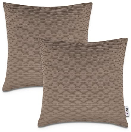 Paco Home Dekorative Kissenbezüge Kordsamt Kissenbezug Weich Kissenhülle Set Kissen Sofa Schlafzimmer Deko Zierkissen, Farbe:Braun 3, Sets:2pcs-Set