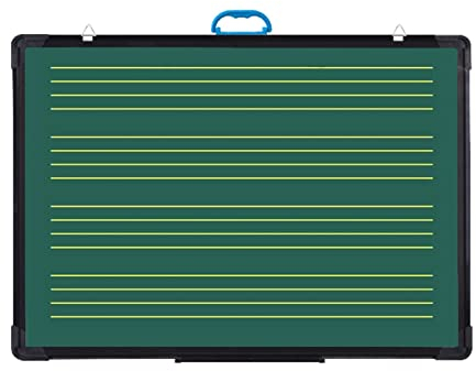 Grüne Kreidetafel Mit Linien, Wandmontage-Buchstaben-Übungs-Kreidetafel, Mit Schwarzem Rahmen Aus Aluminiumlegierung Und Tragbarem Griff (Size : 60x90cm)