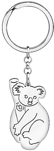 DALANE Acier Inoxydable Koala Bear Porte-clés Sac Porte-clés Animaux Mignons Bijoux pour Femmes Filles Charmes Cadeaux (Plaqué Argent B)