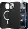 SURPHY Faux Leather Case for iPhone 15 Plus Case with Screen Protector, Premium PU Leather Compatible with MagSafe [Metallic Buttons & Microfiber Lining] Cover for iPhone 15 Plus 6.7 inch, Black