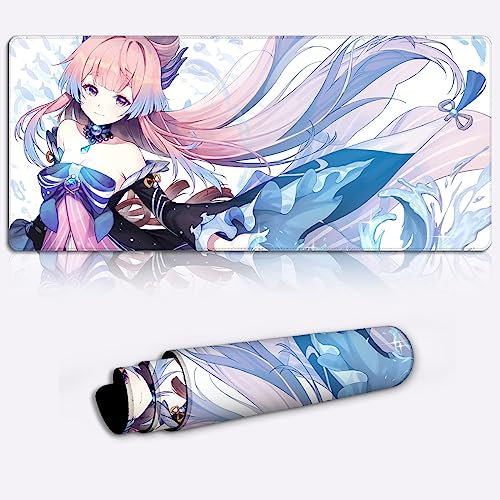 DEHUA Tapis de Souris Genshin Impact XXL Sangonomiya Kokomi Clavier Tapis de Bureau Personnage de Jeu Tapis de Souris – Extra Large (11,8 x 31,49 x 0,15) Pouces