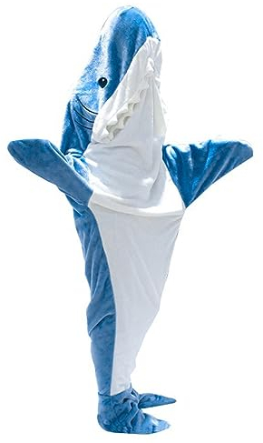 BradOc Einteiliger Pyjama mit Haifisch | Hai-Pyjama mit Kapuze | Hai Kostüm Pyjama Onesie Lounge Nachtwäsche Stück | Hai-Schlafsack-Kostüm für Erwachsene,1,XXL