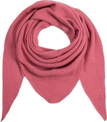 stylx Damen XXL Strick Dreieck Schal mit Reiskorn Strickmuster in Unifarben, Schal, Leichtes Tuch (altrosa)