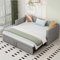 DRIXNO Bett 90/180x200 Ausziehbares Schlafsofa Bed Betten mit Lattenrosten Polsterbett Multifunktionsbett Hautfreundlichem Samtstoff hellgrau