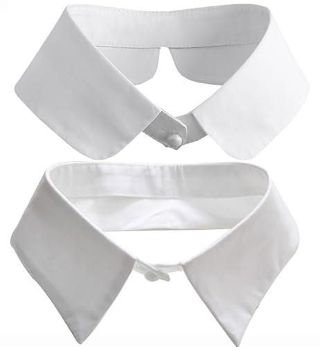 Rayson 2 Pièces Faux Col Femme Claudine Amovible Faux Collier Décoratif de Chemise pour Pulls et Robes Décoration Chic et Elegant(Col Pointu&Rond Blanc, Taille Unique)