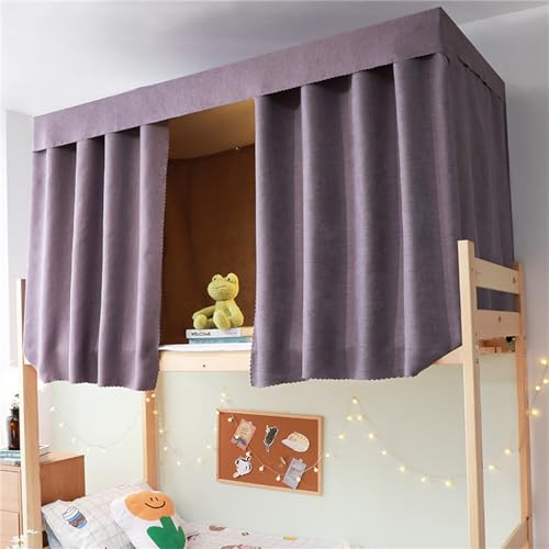 Treer Bettvorhang Hochbett Etagenbett, Blackout Vorhänge Staubdicht Betthimmel Hochbett Etagenbett Kinder Bettzelt Schlafsaal Bettvorhänge für Studentenwohnmein Kinderzimmer (1.2x2M,Violett Grau)