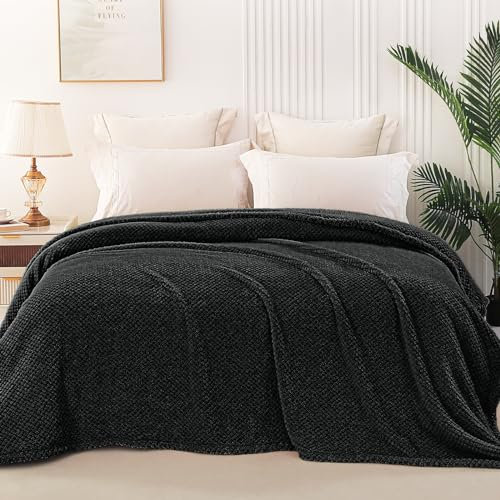 Whale Flotilla Kuscheldecke Decke, Flauschig Sofadecke Fleecedecke, Weiche und Warme Wohndecke Tagedecke für Jahreszeiten, 220x240 cm, Schwarz