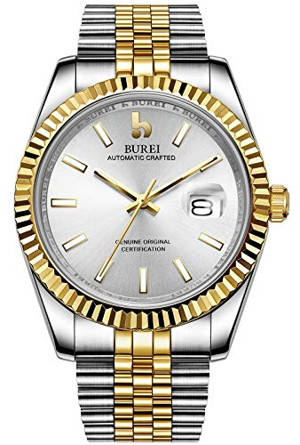 BUREI Automatische Mechanische Uhr Herren Luxus Business Wasserdicht Edelstahl Herrenuhr