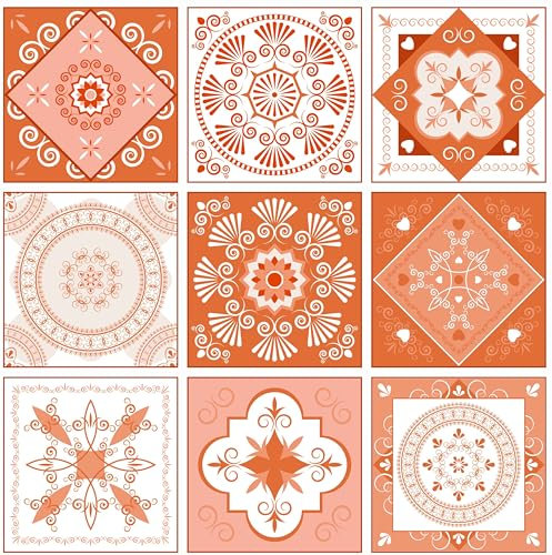 HUBDECO - Fliesenaufkleber - Küche, Badezimmer Deko - Klebefliesen - Wand Deko - Klebefolie Küche - Küchenrückwand Deko - Selbstklebende Fliesen - 9 Stk. - Mosaik Rot - 10x10cm