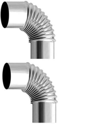 Rurunklee 90° Winkelrohr Kaminrohr, 2 Stück, Ø 60 mm, Edelstahl, Ofenrohrbogen Hitzebeständig Rauchrohr für Öfen