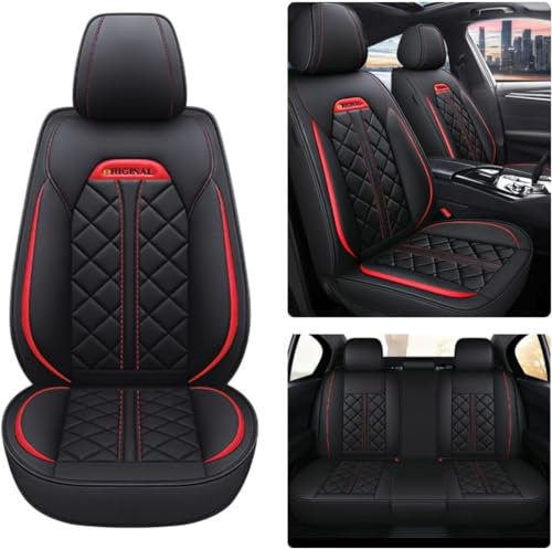 Karstry Autositzbezüge komplettes Set Universal in Stylish Design, Schonbezüge für Vordersitze und Rückbank, Auto Sitzbezüge Airbag Kompatibel, Premium Wasserdicht Sitzbezug, Schwarz