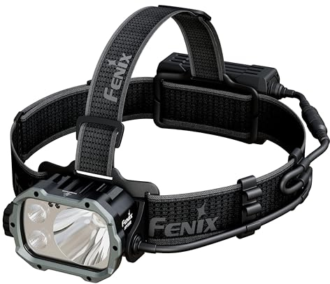 fenix HP35R Wiederaufladbare Ultra Leistungsstarke Stirnlampe | 4000 Lumen | 450m | 500 Stunden Max | Komfortables breites Kopfband | 10.000mAh Akku mit Verlängerungskabel | rotes Sicherheitslicht