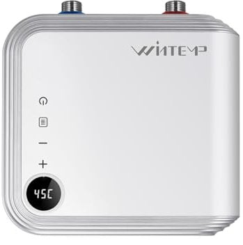 Durchlauferhitzer 230v 5,5 kW White, WINTEMP, ohne Stecker, LED-Temperaturanzeige, Durchlauferhitzer für Küche und Bad, Sofort Heißes Wasser für Handwaschbecken. [Energieklasse A]
