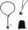 SMTelegance Women's Heart Slip Chain, Stainless Steel Choker Necklace, Black, 60 cm, 6 mm, Heart O-Ring, Lock and Key, Rock Style