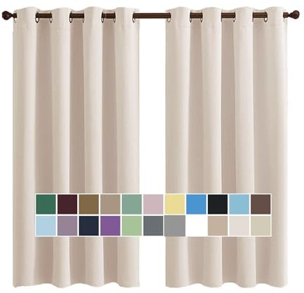 CHENG Thermovorhang Schlafzimmer, Verdunkelungsvorhang, Blickdicht Thermo Schalldämmend, für Jugendzimmer Kinderzimmer, 180x200cm(HöhexBreite), Beige Rosa, 2er Set