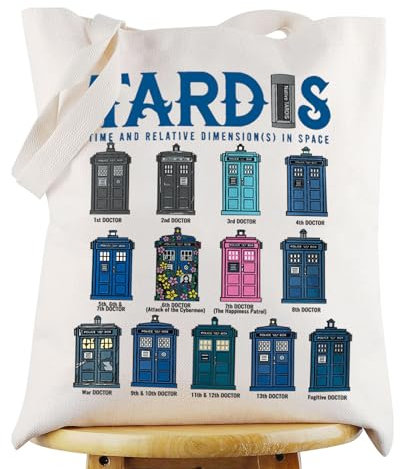G2TUP Polizisten-Box, Canvas-Tragetasche, Doktor-Film-Fans, Geschenk, Polizeibox im Weltraum, Schultertasche, Polizeibox, Doktor-Merch, Police Box Space Tg, 23 cm x 17 cm x 9 cm