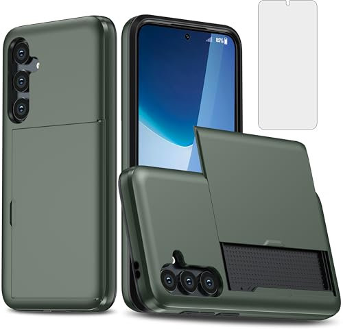 Asuwish Coque de téléphone pour Samsung Galaxy S24 5G avec protection d'écran en verre trempé et accessoires porte-cartes fente cellule fine en caoutchouc silicone hybride protection S 24 24S G5