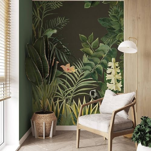 Art For The Home Jungle Green Mural | Size 2m X 2.8m | Leaf | Print to Order | Eco-Friendly | Supplied as a Wallpaper roll